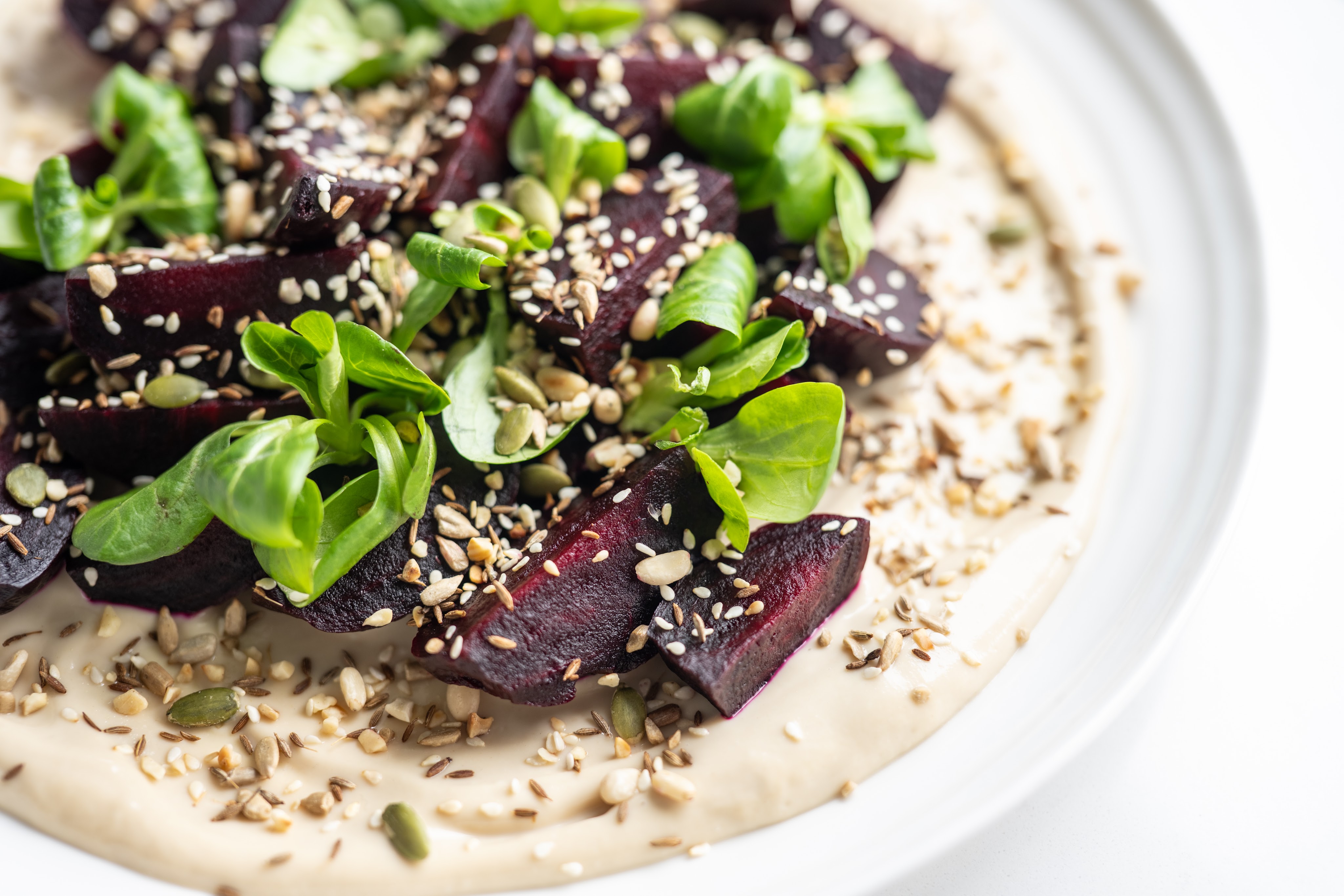 Roasted Beetroot with Tahini & Toasted Seeds